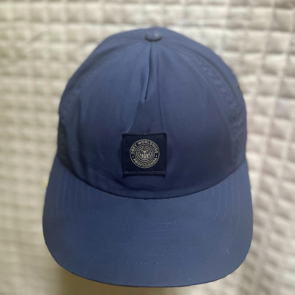 Obey Waxed Cotton Blue Strap back hat